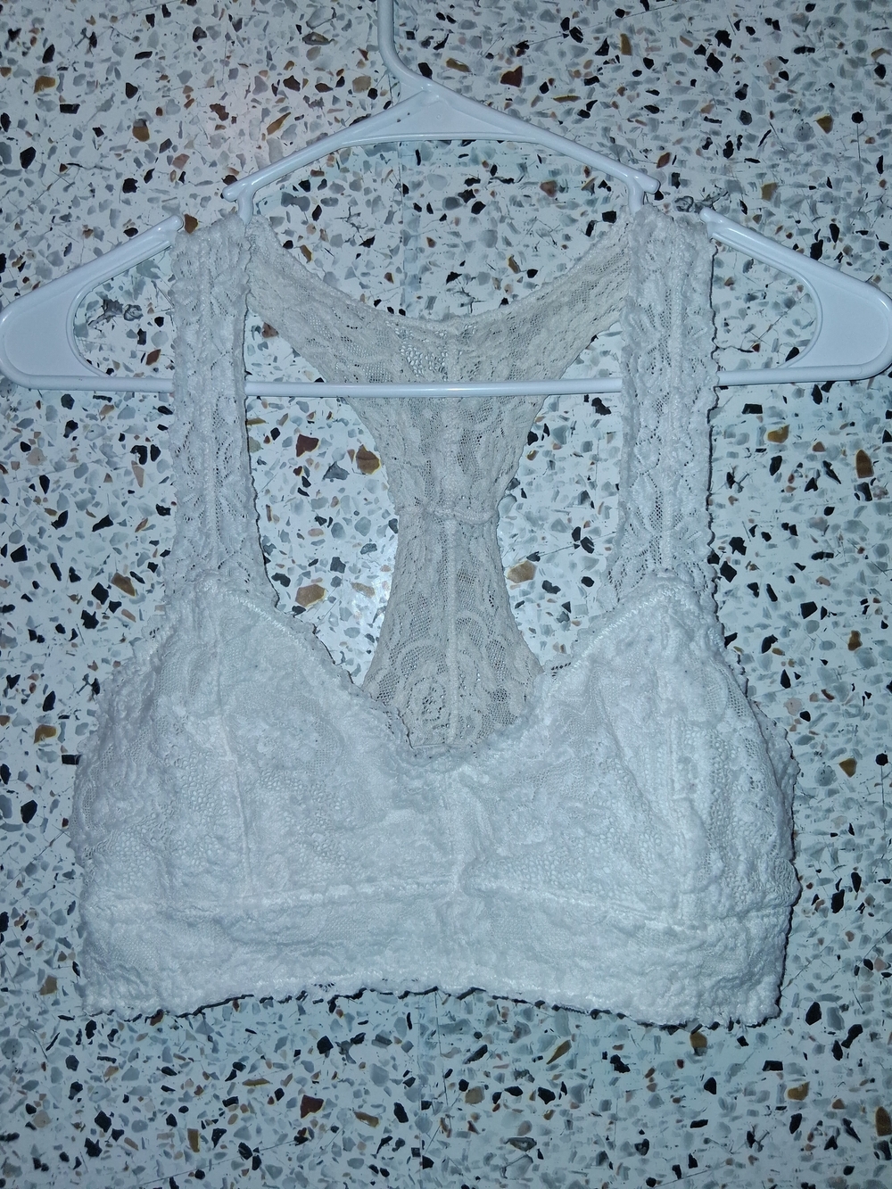 Anemone Knit Racerback Bralette Size Large White Lightly Padded Wireless